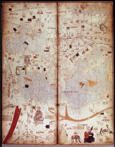 Carte géographique de la Méditerranée. Atlas catalan (carte catalane) - Unknown artist