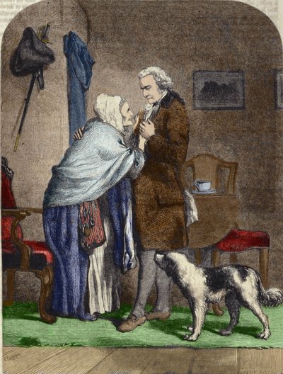 George Washington (1732-1799), élu président des États-Unis, salue sa mère avant de partir - Unknown artist