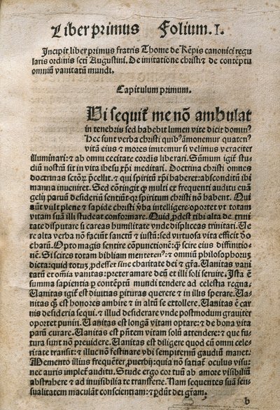 Clergé allemand et poète mystique. Dans "De Imitatione Christi" par Thomas Hemerken THOMAS A KEMPIS (1380-1471), Leyde - Unknown artist