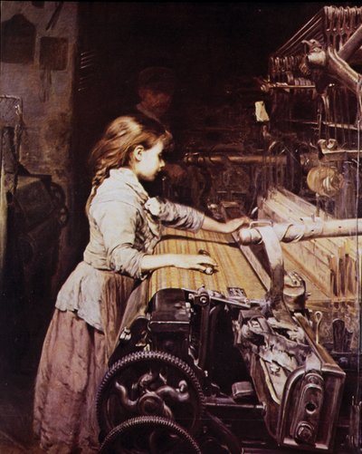 Fille travaillant dans une filature mécanique - Unknown artist