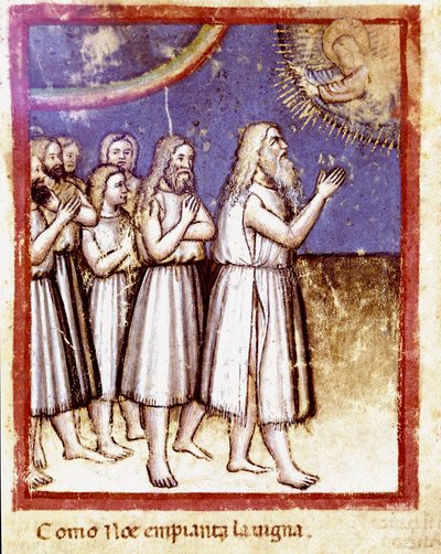 Dieu bénit Noé et sa famille, survivants du Déluge - Unknown artist