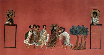 Évangile de Saint Matthieu - Miracle de Jésus guérissant les deux aveugles de Jéricho, Gravure du 19e siècle d