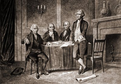 Gouverneur Morris (1752-1816), avec Adams, Hamilton et Jefferson. - Unknown artist