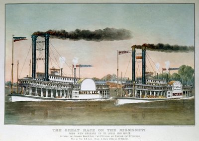 Grande course de bateaux à vapeur sur le Mississippi, de la Nouvelle-Orléans à Saint-Louis - Unknown artist