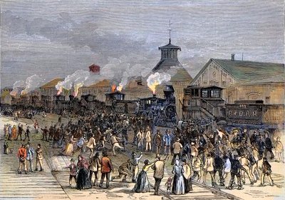Grande grève des chemins de fer en 1877, Blocus des locomotives à Martinsburg, Virginie-Occidentale - Unknown artist