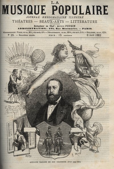 Gustave Nadaud (1820-1893), auteur-compositeur français et ses chansons - gravure dans « La musique populaire » - journal hebdomadaire illustré - 1882 - Unknown artist