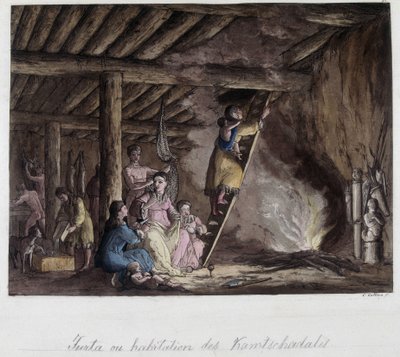 Habitation des Kamtchadales, Sibérie. Dans « Le costume ancien et moderne » - Unknown artist