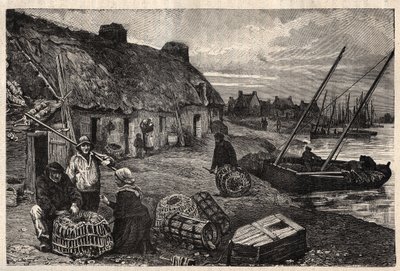 Habitations des pêcheurs à Concarneau - Finistère - Bretagne - gravure dans « PATRIE - DESCRIPTION PICTURESQUE DE LA FRANCE EN 6 VOLUMES » par Lucien Huard - fin du 19e siècle - Unknown artist
