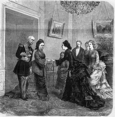 Poignée de main entre Élisabeth de Mac Mahon (1834-1900) et l