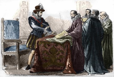 Henri IV (1553 - 1610) signant l
