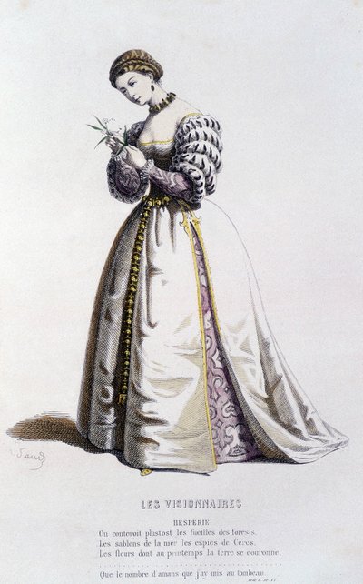 Hespérie dans "les visionnaires" (par Jean Desmarets Saint Sorlin en 1637), dans "le théâtre français au 16ème et 17ème siècle antérieur à Molière" par Edouard Fournier - Unknown artist