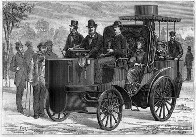 Voiture à vapeur à grande vitesse (mancelle) par Amédée Ernest Bollée (1844-1917). Gravure dans « La Nature » - Unknown artist