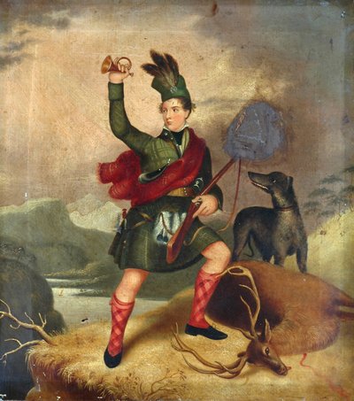 Chasseur des Highlands avec chien et cerf mort, c.1850 - Unknown