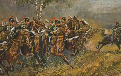 Carte postale historique avec motif de guerre, attaque des troupes prussiennes, Allemagne - Unknown artist