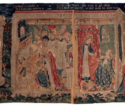 Histoire de Saint Piat et Saint Eleuthère, Scène 10: Saint Eleuthère est sacré évêque, Scène 11: Les tentations de Saint Eleuthère - Unknown artist