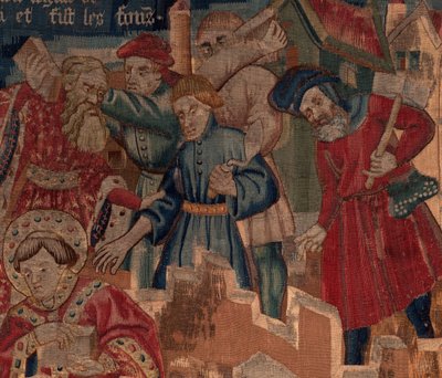 Histoire de Saint Piat et Saint Éleuthère, Scène 5 (détail). Partie supérieure droite. Maçons. - Unknown artist