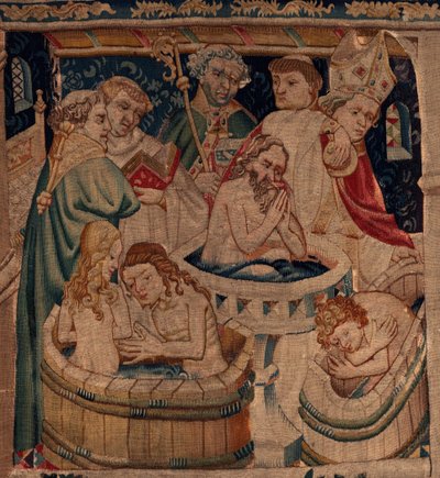 Histoire de Saint Piat et Saint Éleuthère, Scène 7 : Baptême des chrétiens exilés, (détail). Le baptême. - Unknown artist