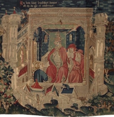 Histoire de Saint Piat et Saint Éleuthère, Scène 9 : Saint Éleuthère est confirmé par le pape comme évêque de Tournai - Unknown artist
