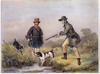 Chasseurs dans les marais. Estampes du 19e siècle Gien, musée de la chasse - Unknown artist