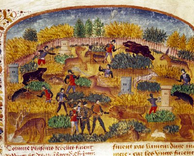 Scène de chasse. Miniature du « Livre des faits d