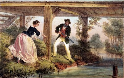 Chasse au brochet en Angleterre. Gravure du 19ème siècle. Gien, musée de la chasse - Unknown artist