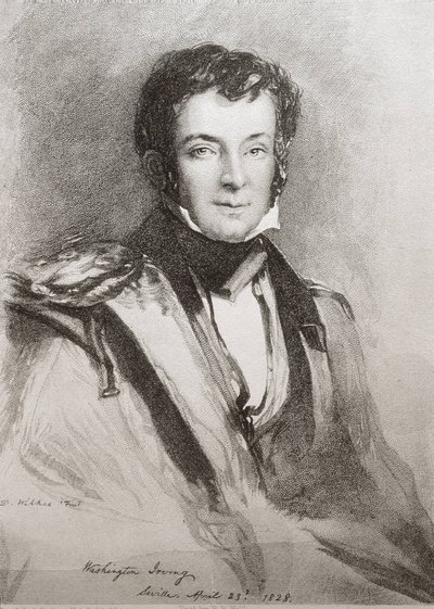 IRVING, Washington (1783-1859). Romancier et historien américain. Portrait réalisé à Séville (1828). Lithographie. - Unknown artist