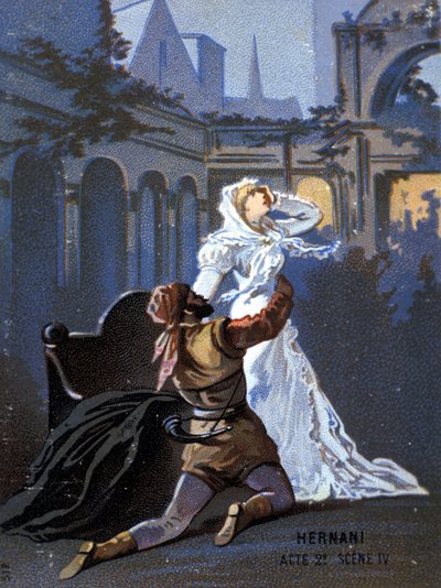 Illustration de « Ernani » par le compositeur italien Giuseppe Verdi (1813 - 1901), acte II, scène 4, opéra créé en 1844 d