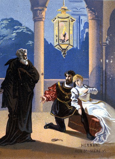 Illustration de « Ernani » par le compositeur italien Giuseppe Verdi (1813 - 1901), acte V, scène 6, opéra créé en 1844 d