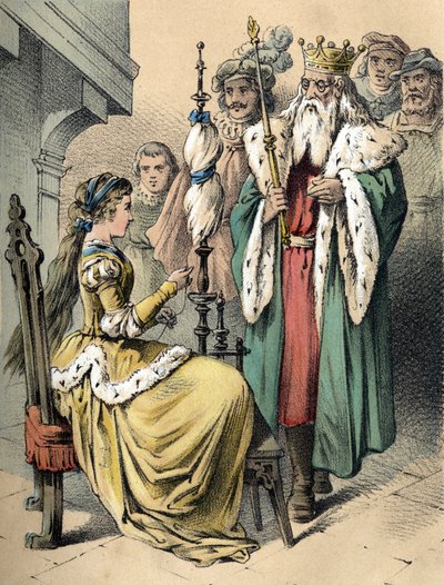 Illustration des contes de Franz Hoffmann "Contes et Fables - Weifshündchen und Breitfüßchen". Chromolithographie du 19ème siècle. - Unknown artist