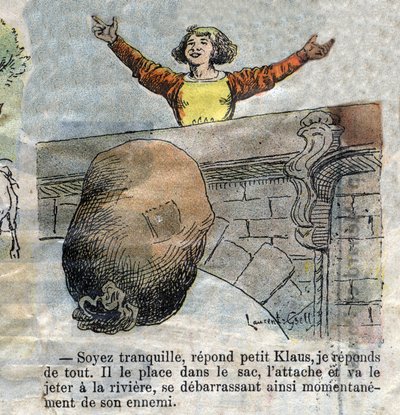 Illustration de la fin du XIXe siècle pour le conte de Hans Christian Andersen (1805-1875) « Grand Claus et Petit Claus » (Klaus). Collection privée. - Unknown artist