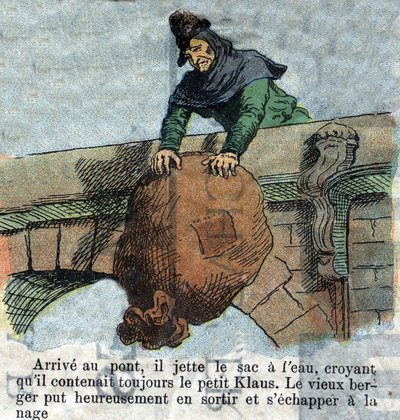 Illustration de la fin du 19e siècle pour le conte de Hans Christian Andersen (1805-1875) « Grand Claus et Petit Claus ». Collection privée. - Unknown artist