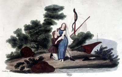Illustration du roman « Paul et Virginie » écrit par Henri Bernardin de Saint Pierre (Saint-Pierre ou St-Pierre), écrivain français (1737-1814). - Unknown artist