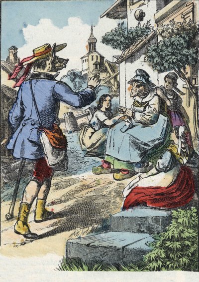 Illustration du conte « Bonne Maman Mouton ». Dans « Contes de la maison pour les petits ». Gravure anonyme du XIXe siècle - Unknown artist