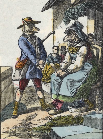 Illustration du conte « Bonne Maman Mouton ». Dans « Contes de la maison pour les petits ». Gravure anonyme du XIXe siècle - Unknown artist