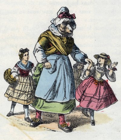 Illustration du conte « Bonne Maman Mouton ». Dans « Contes de la maison pour les petits ». Gravure anonyme du XIXe siècle - Unknown artist