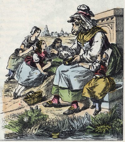 Illustration du conte « Bonne Maman Mouton ». Dans « Contes de la maison pour les petits ». Gravure anonyme du XIXe siècle - Unknown artist
