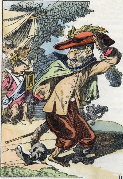 Illustration du conte « Le terrible Raminagrobis et les souris ». Dans « Contes de la maison pour les petits ». Gravure anonyme du XIXe siècle - Unknown artist