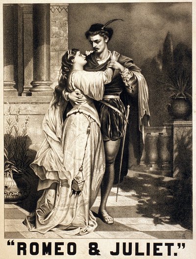 Illustration de Roméo et Juliette par Shakespeare. Lithographie, vers 1880. - Unknown artist