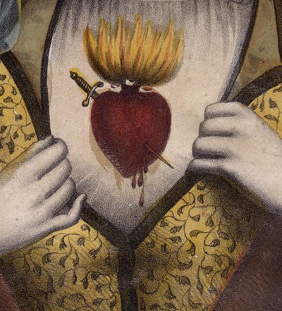Cœur Immaculé de Marie - Image religieuse du Sacré-Cœur de Marie (Détail) - gravure du 19ème siècle - Unknown artist