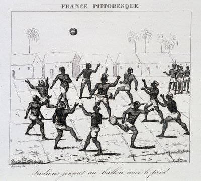 Indiens (Amérique du Sud) jouant au ballon avec le pied - Unknown artist