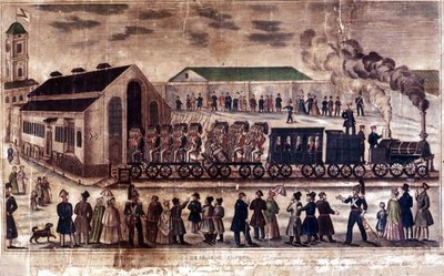 Révolution industrielle : inauguration de la ligne de chemin de fer Moscou, Saint-Pétersbourg, 7/05/1847. Gravure du 19ème siècle - Unknown artist