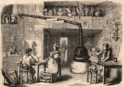 Intérieur du cabaret le Lapin Blanc, rue aux fèves à Paris avant sa démolition. Une taverne datant de la première époque de la monarchie. Gravure dans « Le Monde illustré » de 1862. Collection privée - Unknown artist