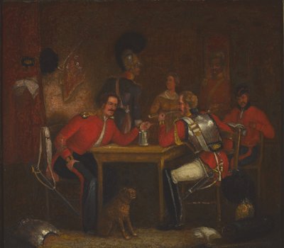 Intérieur de la salle de garde, avec des soldats des Life Guards et des Royal Horse Guards - Unknown artist