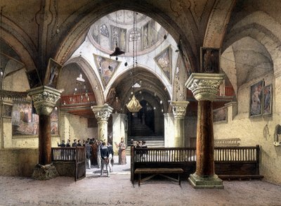 Intérieur de la chapelle Sainte-Hélène, Jérusalem. Gravure du 19e siècle - Unknown artist