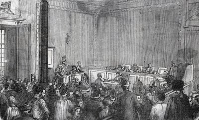 Vue intérieure de la police correctionnelle, 6e chambre à Paris au XIXe siècle - Gravure dans « Tableau-de-Paris » par Edmond Texier - Unknown artist