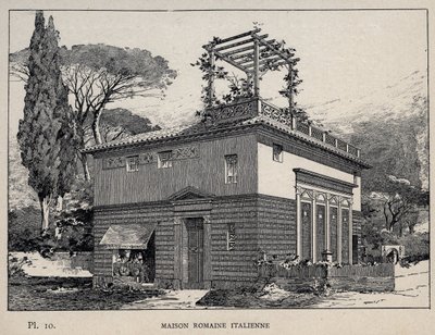 Maison romaine italienne - gravure de 1889 dans 