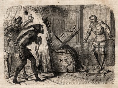 Jacob Van Artevelde (1290-1345) assassiné en 1345 - Jacques (Jacob) Van Artevelde (1287 - 1345), connu comme le sage de Gand, tombe sous le coup des bourgeois de Gand en 1345 - gravure dans « Dictionnaire des peuples illustres » - 1864 - par Joseph Decembr - Unknown artist