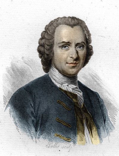 Jean-Jacques Rousseau, écrivain et philosophe genevois francophone. Gravure du 19e siècle - Unknown artist