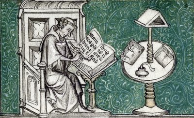 Jean de Meun composant le Roman de la Rose, c.1380 (miniature) - Unknown artist