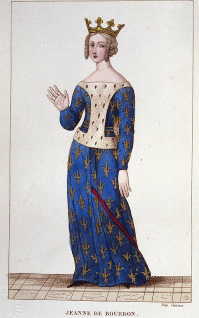 Jeanne de Bourbon (1338-1378). Reine de France de 1364 à 1378. Gravure de 1830 - Unknown artist